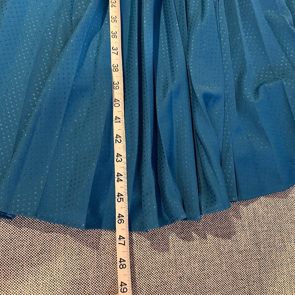 VINTAGE Waist Tie Knife Pleat Button Front Midi Dress, Blue | Sz L/XL - Picture 8 of 8